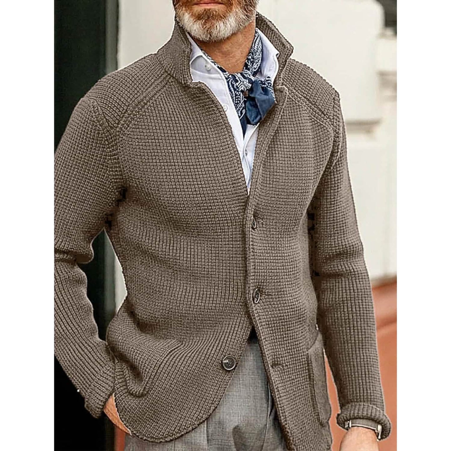 Herren Cardigan unifarben Pullover