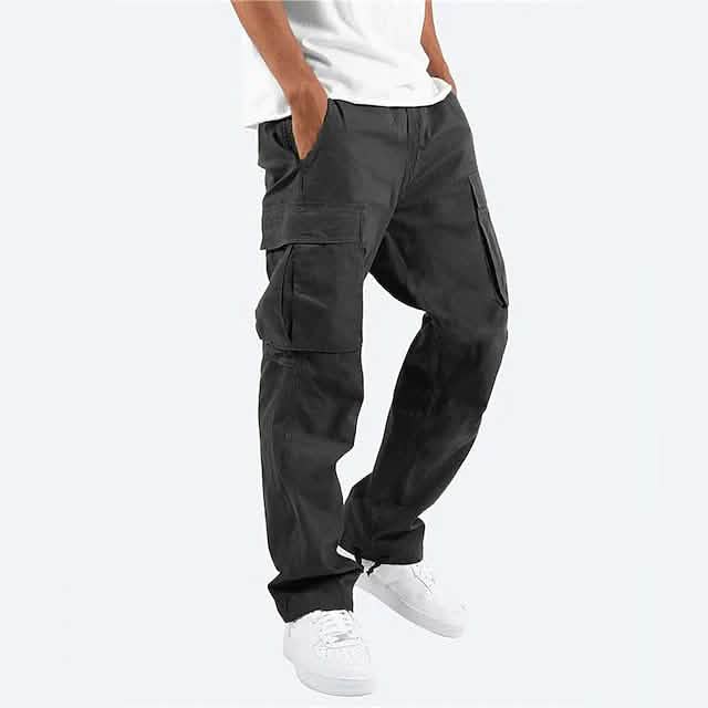 Herren Cargohose Tunnelzug Gummibund Multi-Taschen