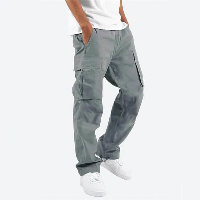 Herren Cargohose Tunnelzug Gummibund Multi-Taschen