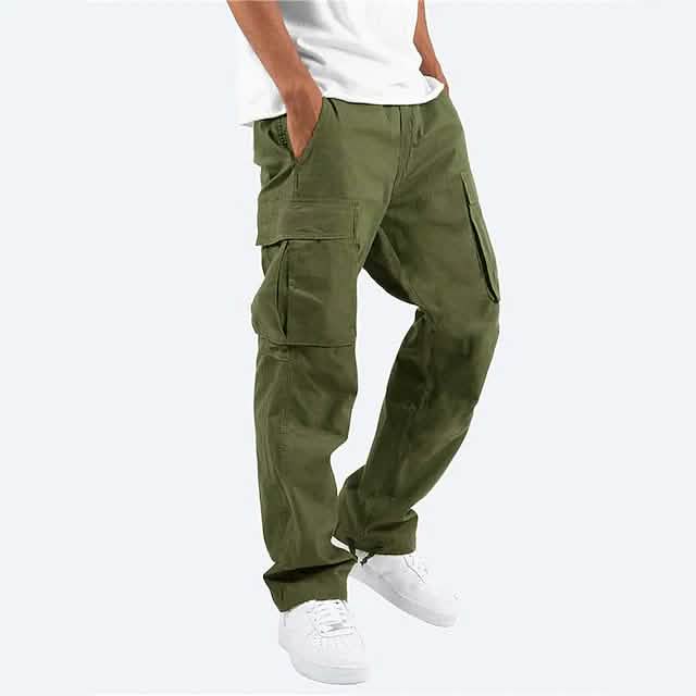 Herren Cargohose Tunnelzug Gummibund Multi-Taschen