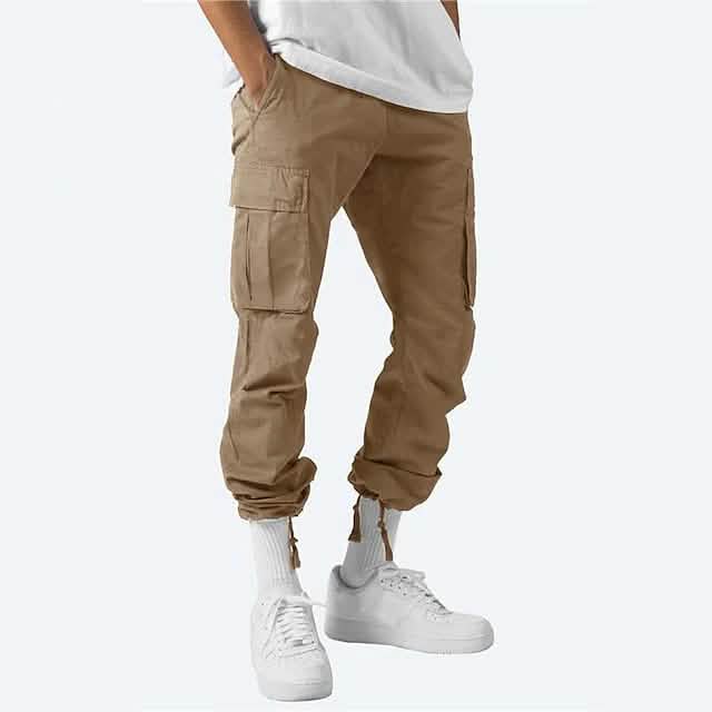 Herren Cargohose Tunnelzug Gummibund Multi-Taschen