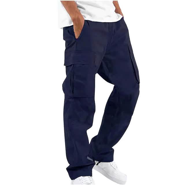 Herren Cargohose Tunnelzug Gummibund Multi-Taschen