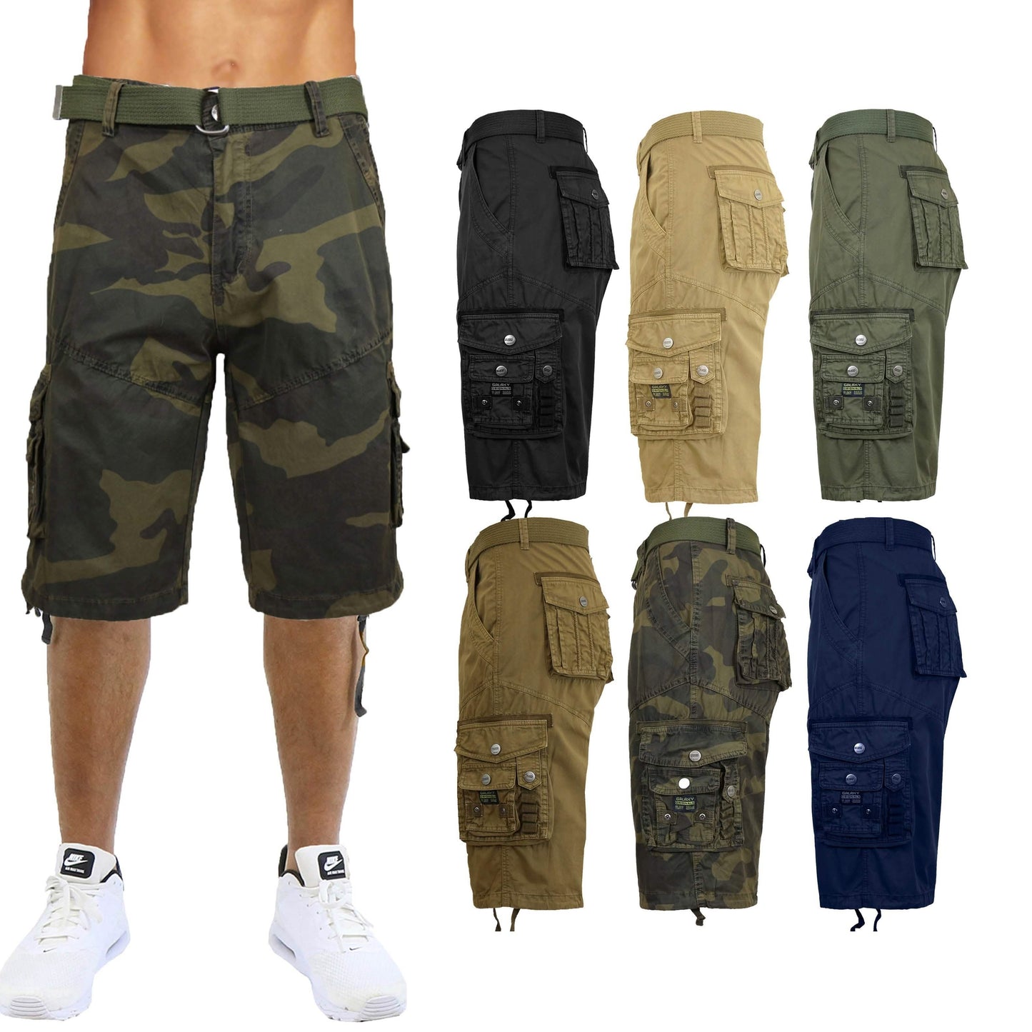 Herren Distressed Vintage Cargo Utility Shorts mit Gürtel