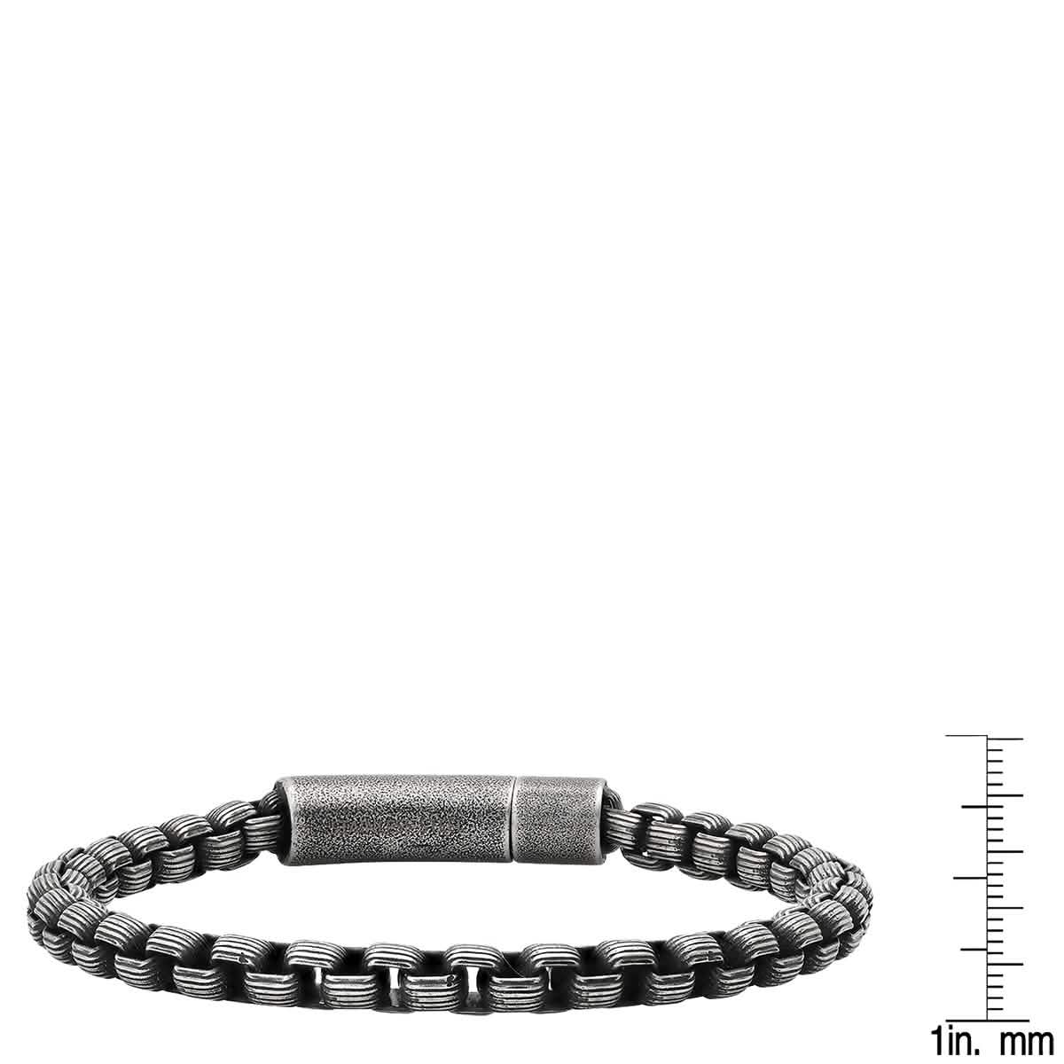 Herrenarmband aus oxidiertem Edelstahl mit runder Kastenkette