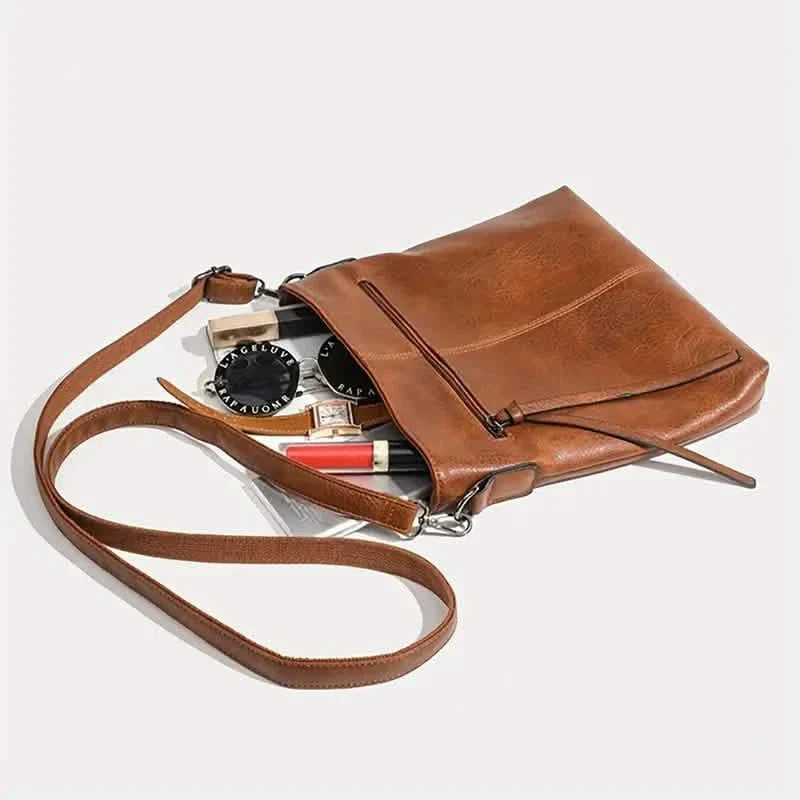 Herren Retro PU-Leder Umhängetasche, Einfache Mode Crossbody Freizeittasche mit Verstellbarem Riemen