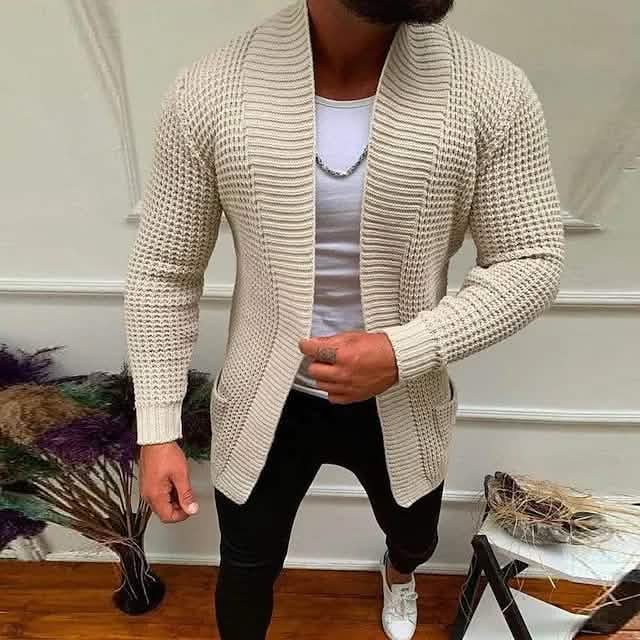 Herren Strickjacke aus Rippstrick, einfarbig