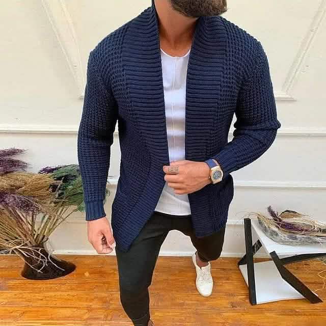 Herren Strickjacke aus Rippstrick, einfarbig