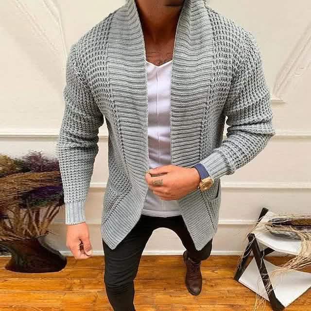Herren Strickjacke aus Rippstrick, einfarbig