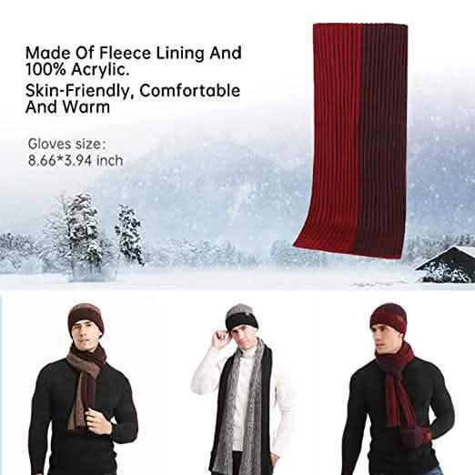 Herren Schal und Mütze Thermohandschuh-Set