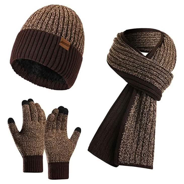 Herren Schal und Mütze Thermohandschuh-Set
