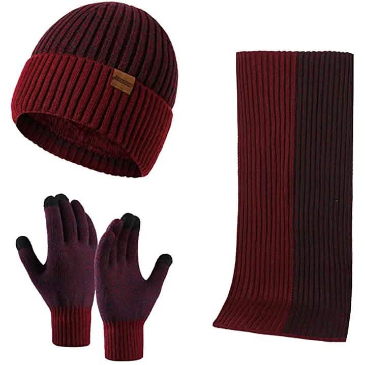Herren Schal und Mütze Thermohandschuh-Set
