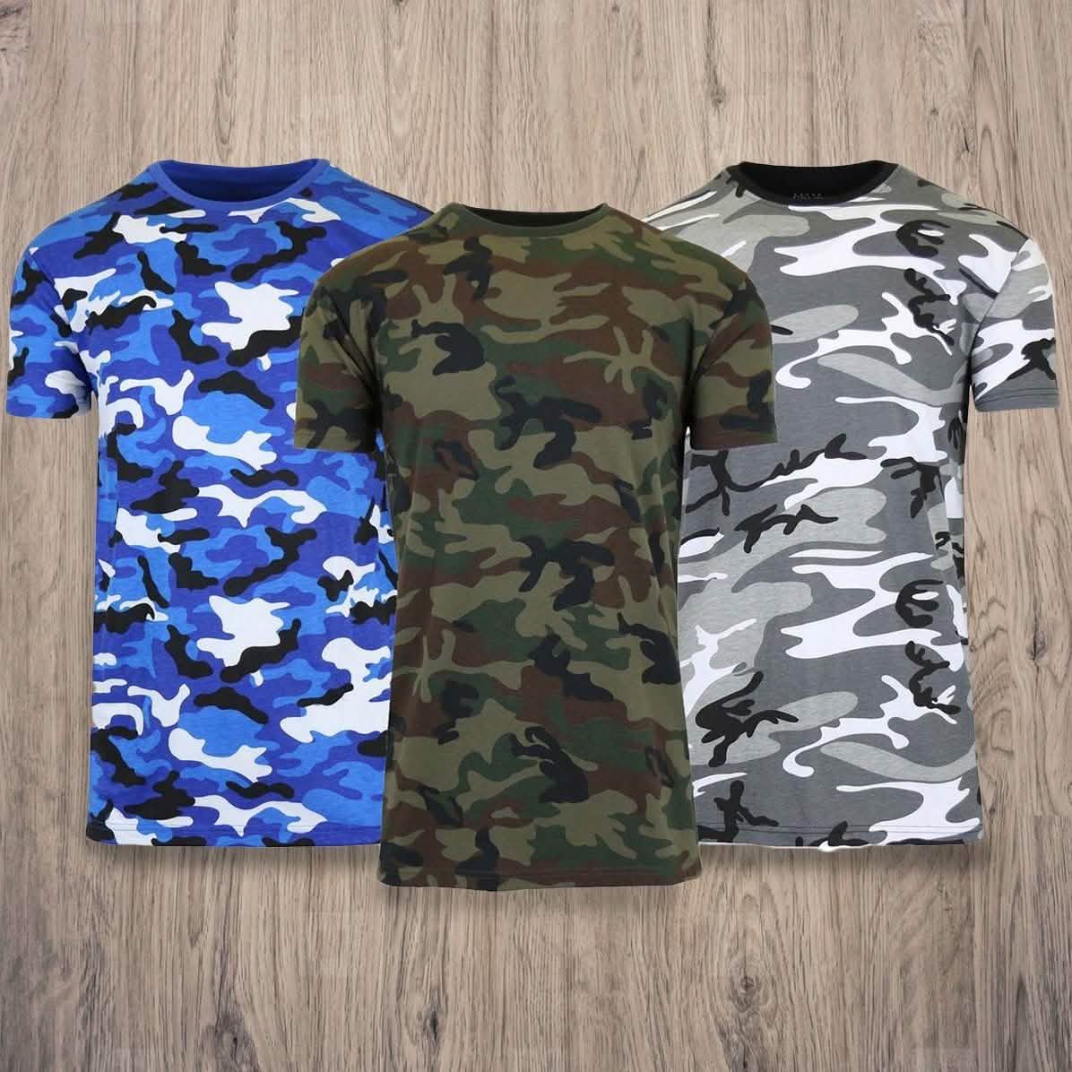 Herren-T-Shirt mit kurzem Arm, Rundhalsausschnitt und Camouflage-Print