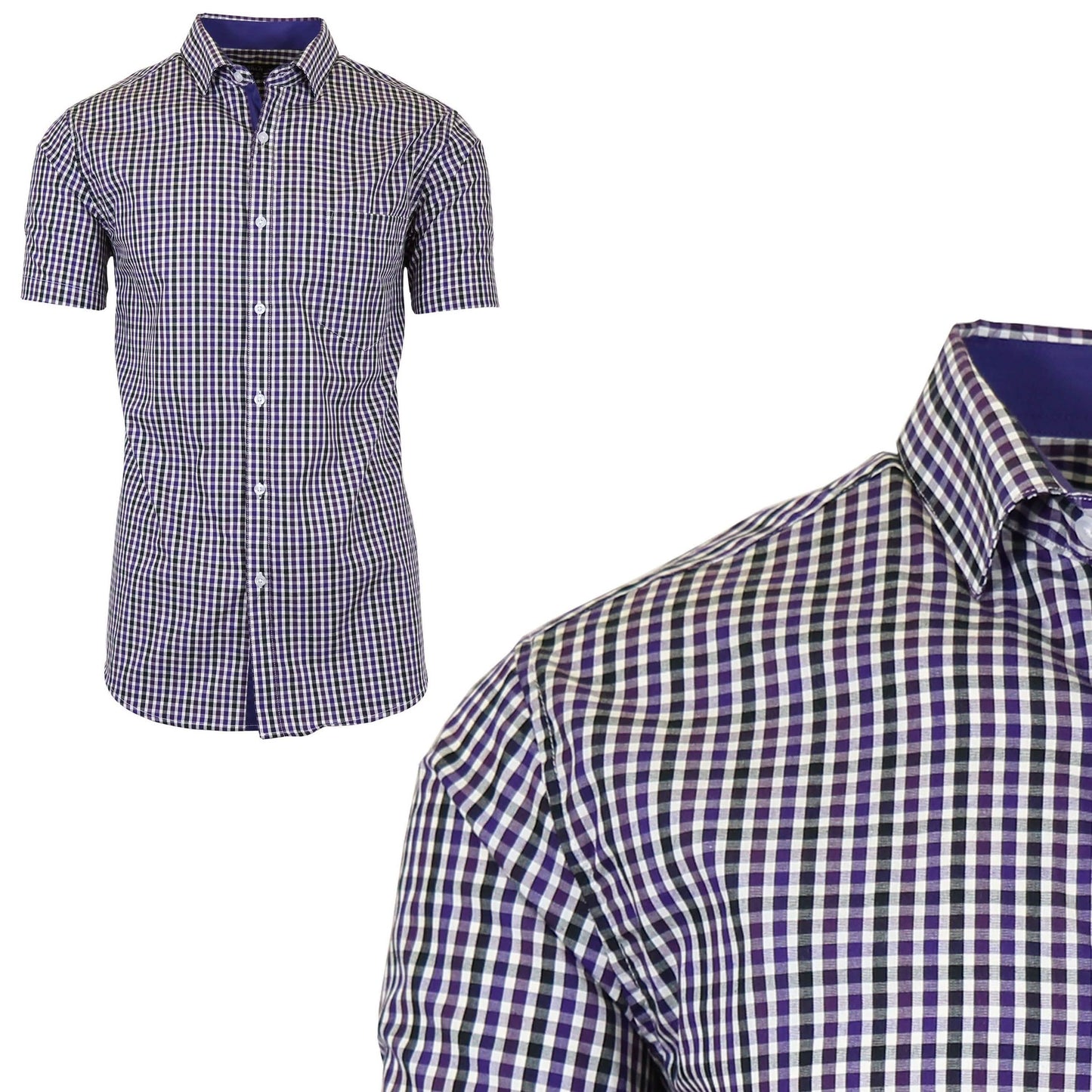 Herren Kurzarm Slim-Fit Freizeithemd