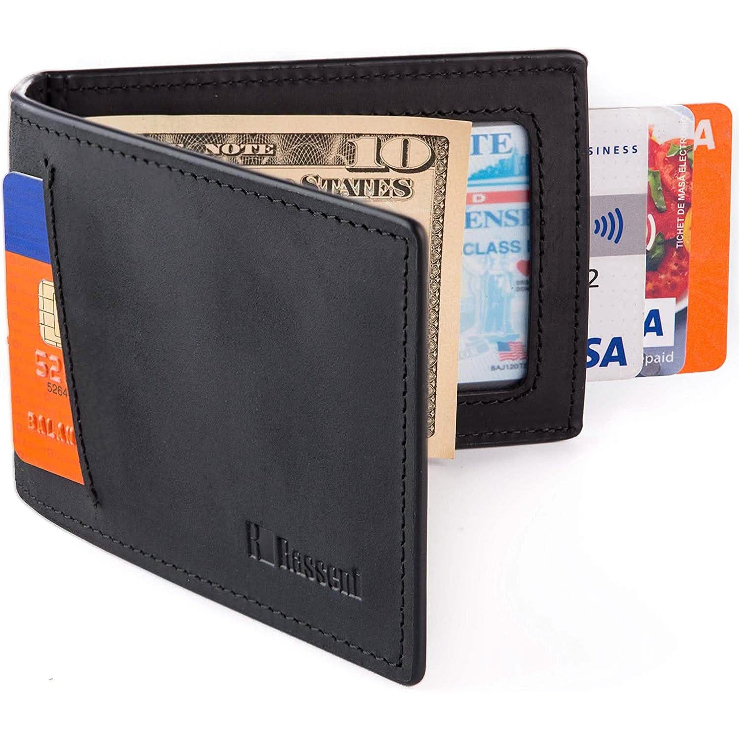 Herren Slim Ledergeldbörse mit Geldklammer Bifold Minimalist RFID-blockierend Kartenetui