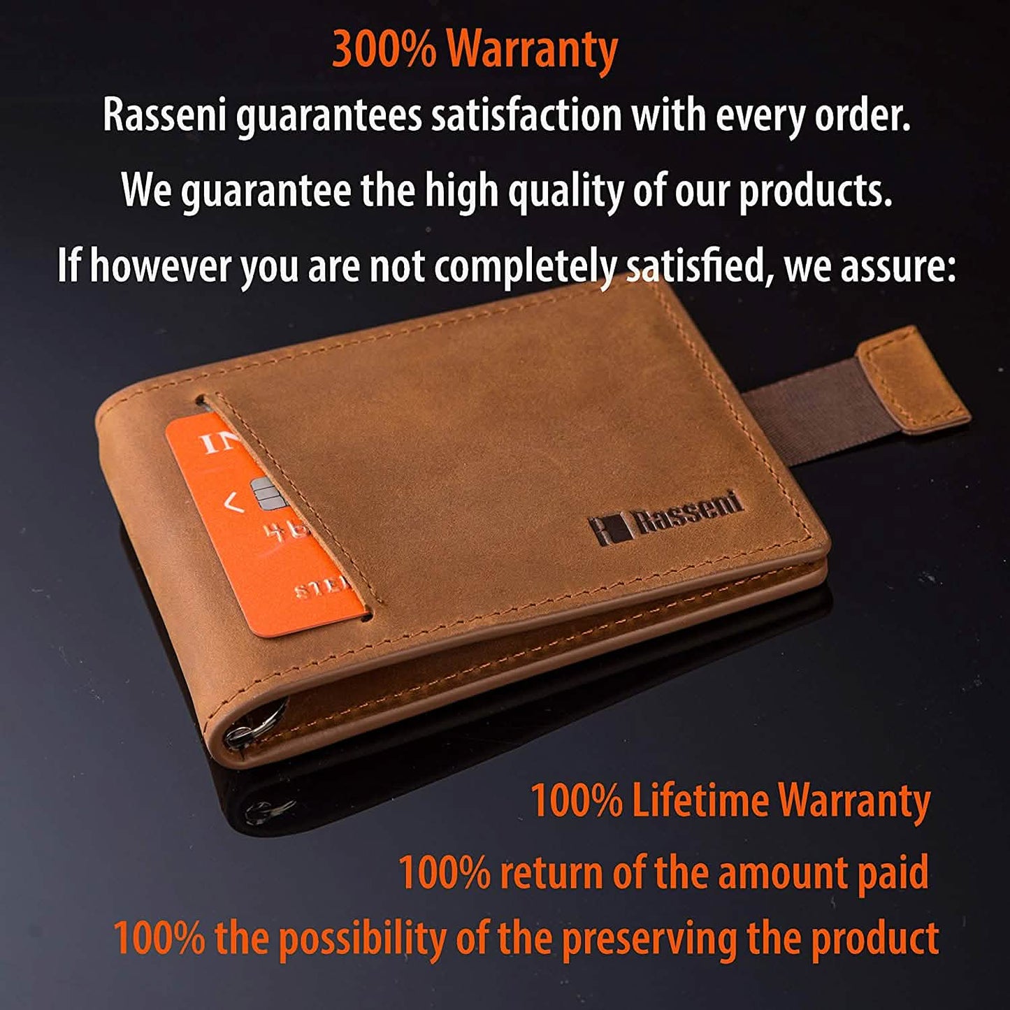 Herren Slim Ledergeldbörse mit Geldklammer Bifold Minimalist RFID-blockierend Kartenetui