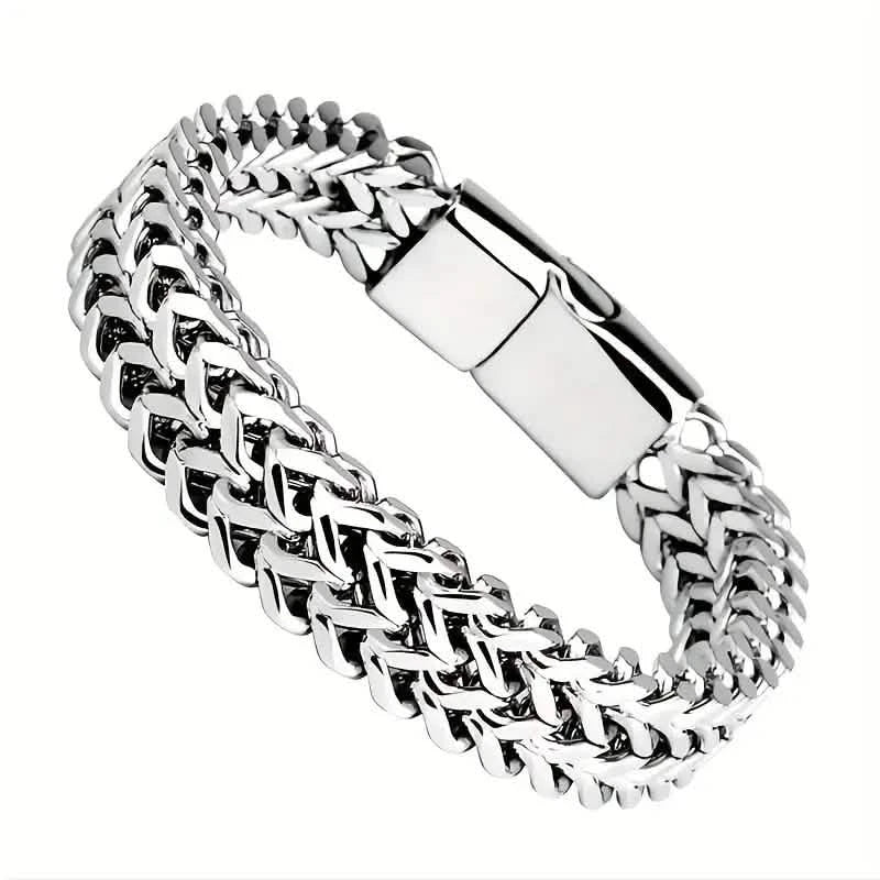 Herrenarmband aus geflochtenem Edelstahl mit Magnetverschluss