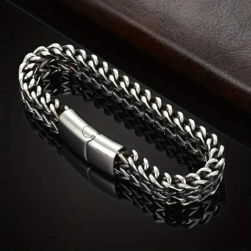 Herrenarmband aus geflochtenem Edelstahl mit Magnetverschluss