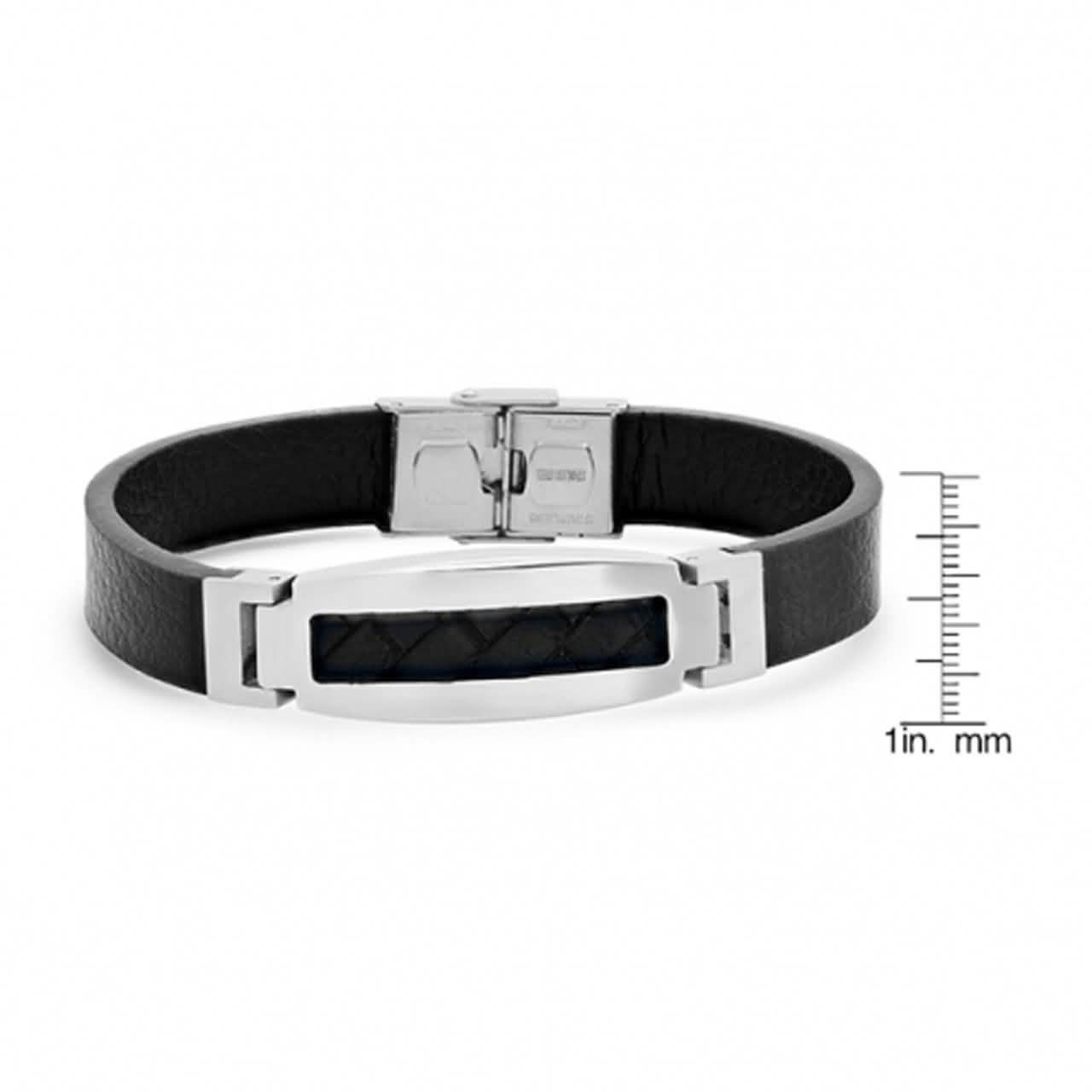 Herrenarmband aus Edelstahlgeflecht und Leder