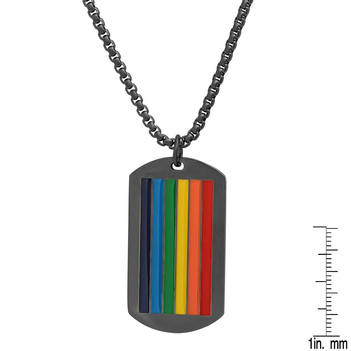 Edelstahl Regenbogen Pride Erkennungsmarken-Anhänger für Herren