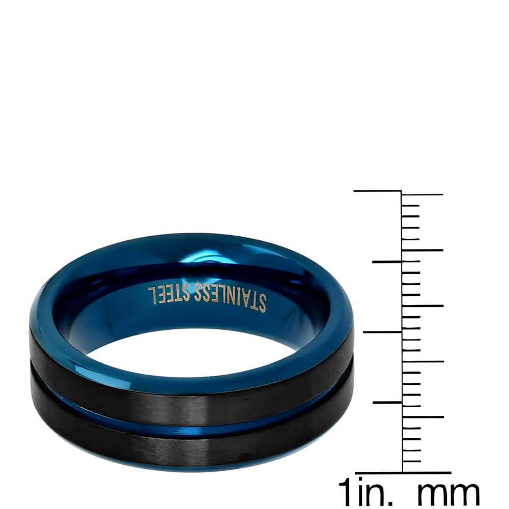 Herren-Ring aus zweifarbigem schwarz-blauem Edelstahl mit IP-Beschichtung
