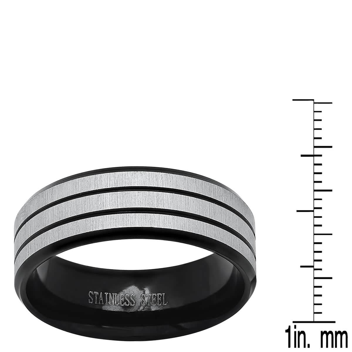 Herren-Bicolor-Bandring aus schwarzem IP- und Edelstahl