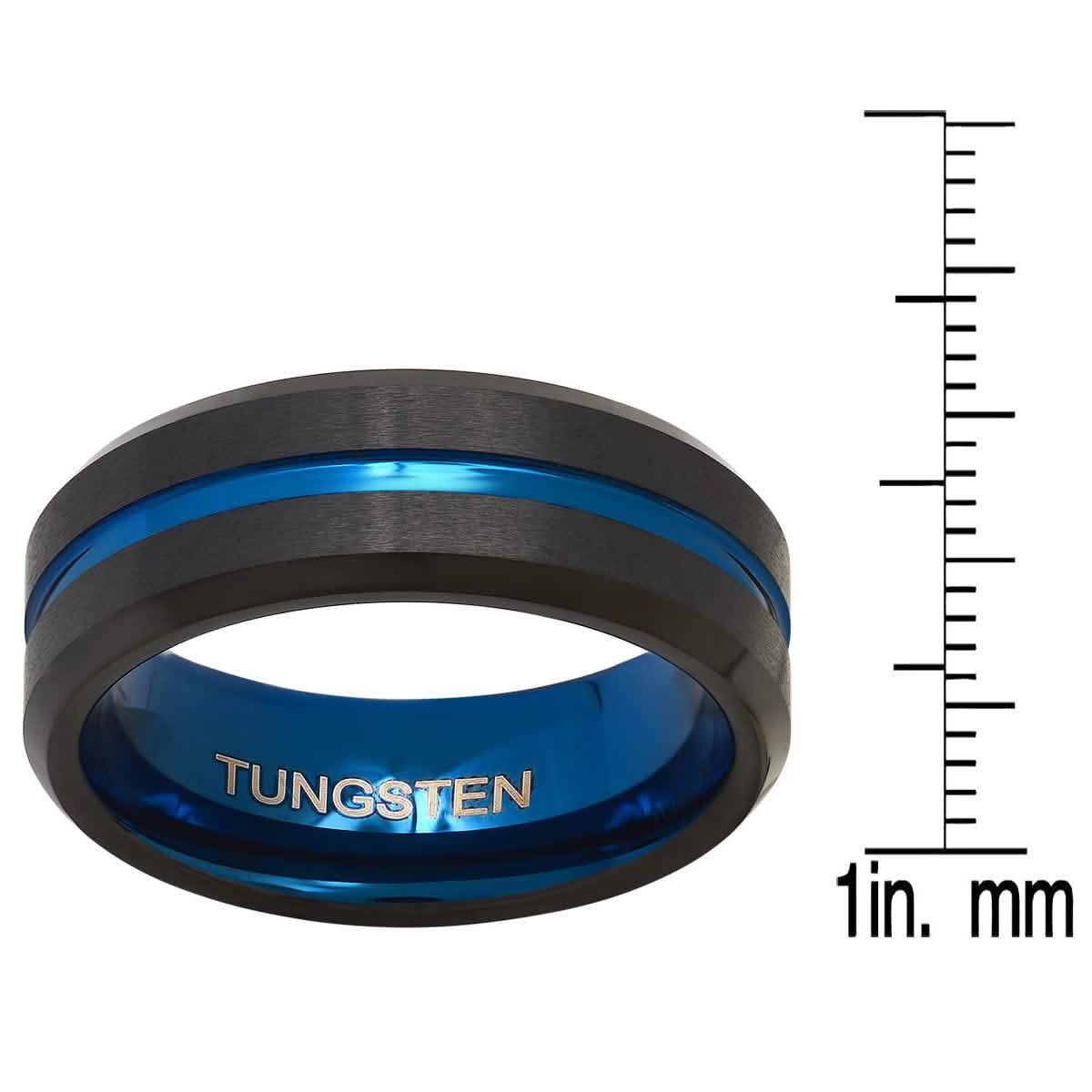 Herren zweifarbiger Ring aus blauem und schwarzem IP-Wolfram