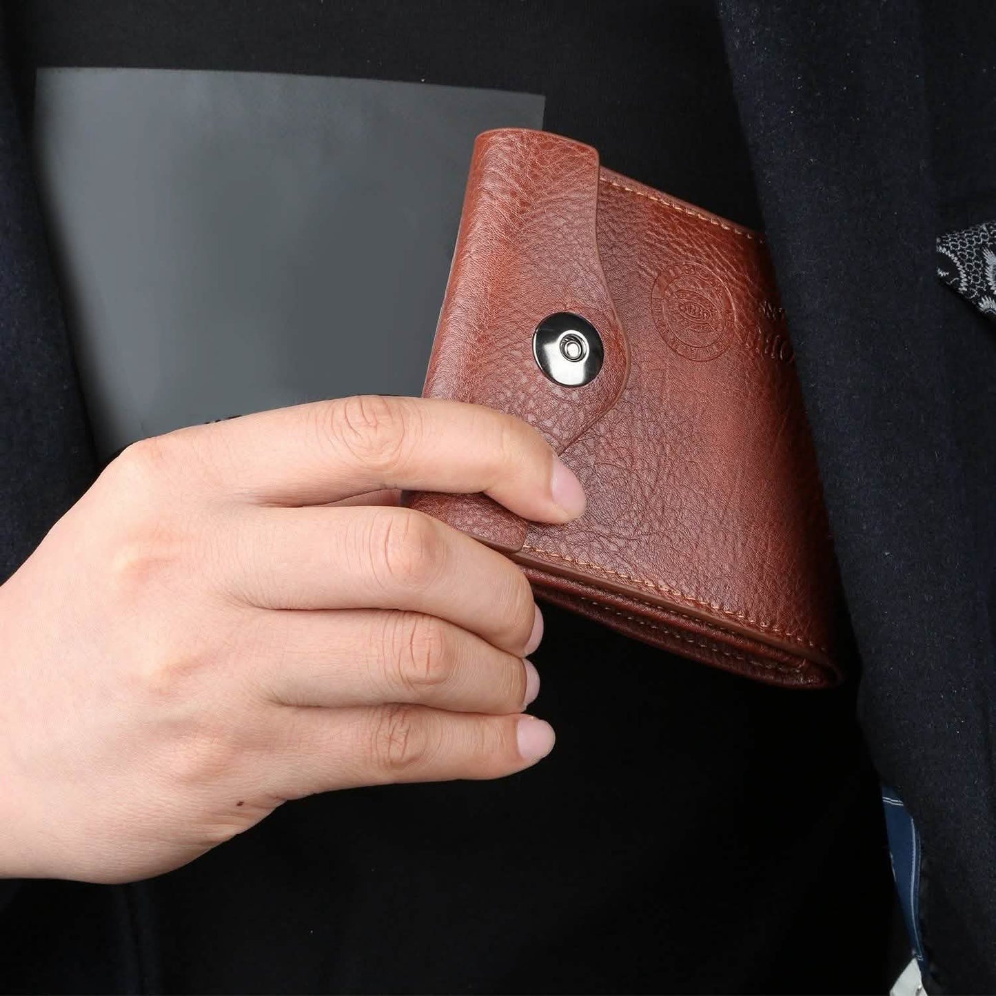 Herren Geldbörse PU-Leder Zweifach RFID-Schutz Kartenetui