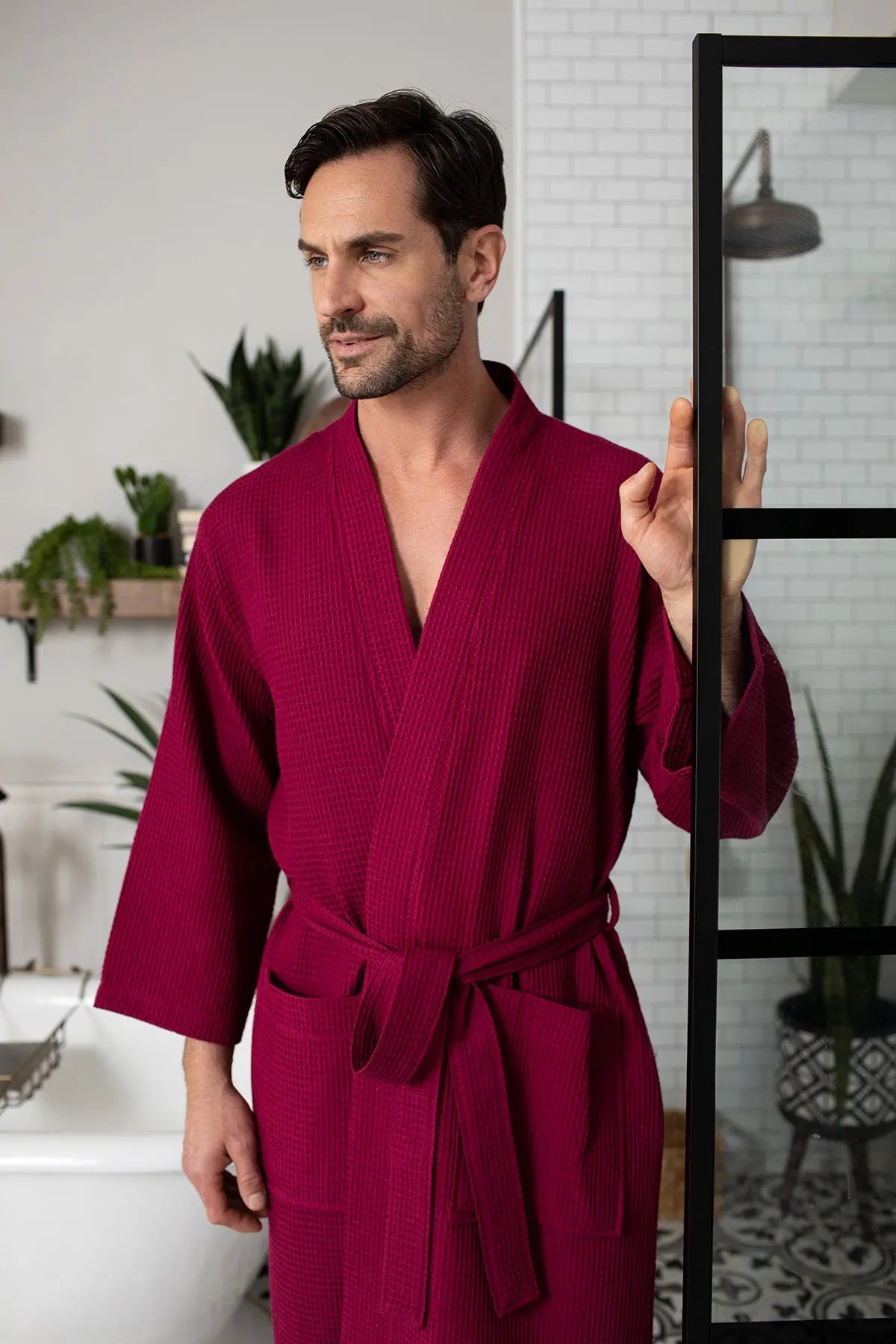 Waffel-Spa-Bademantel für Herren - Saugfähig, leicht