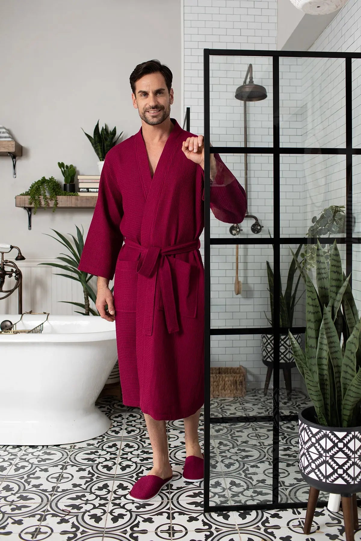 Waffel-Spa-Bademantel für Herren - Saugfähig, leicht