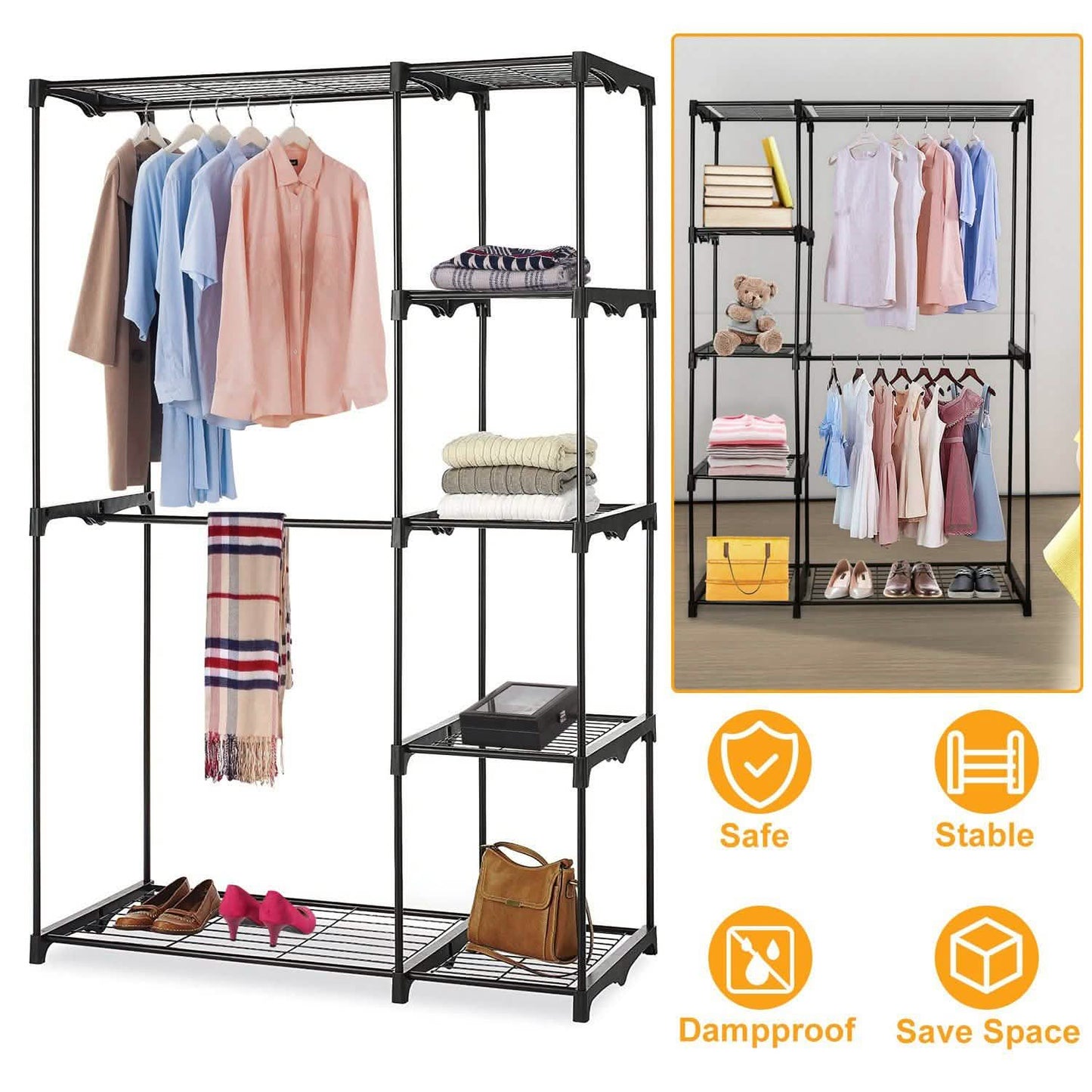 Metallschrank Deluxe mit doppelter Kleiderstange