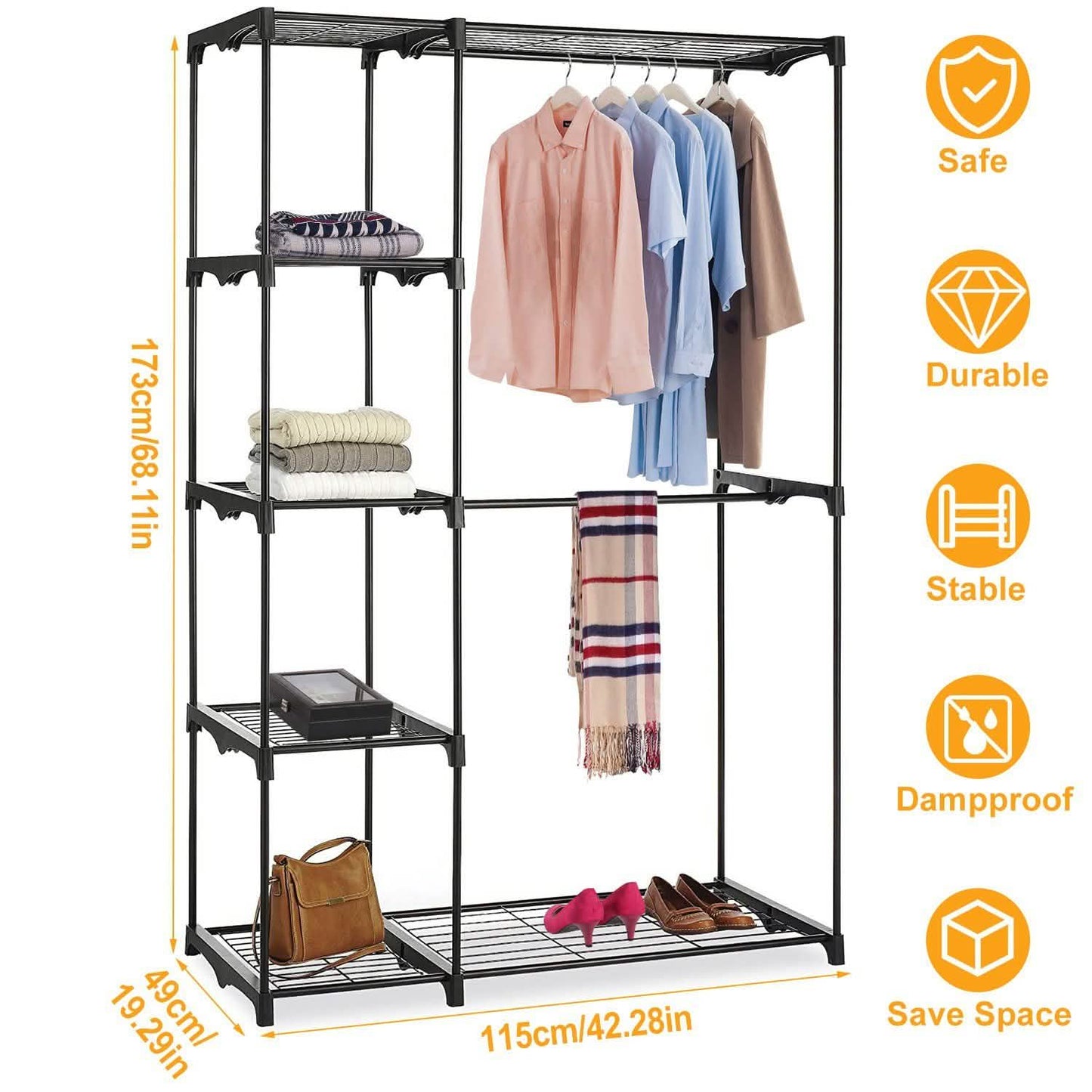 Metallschrank Deluxe mit doppelter Kleiderstange