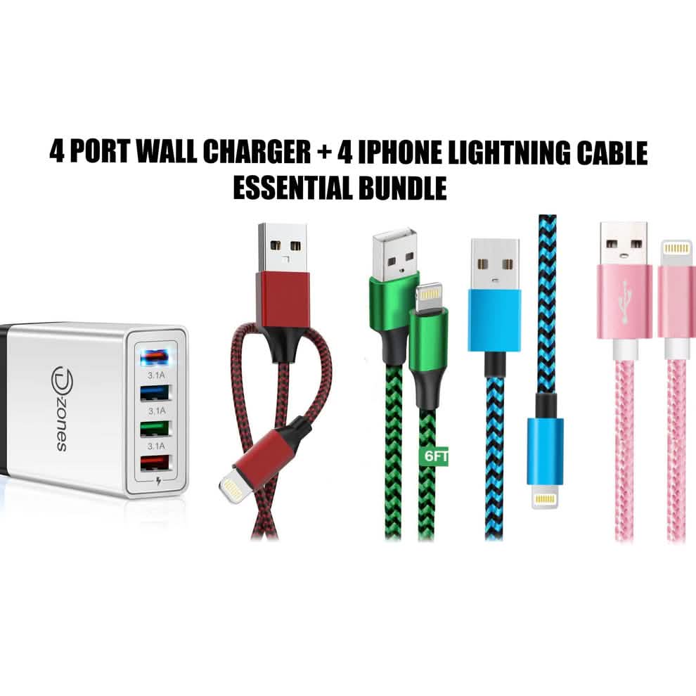 MFi-zertifiziertes iPhone-4-Port-High-Speed-Wandladegerät und 4 Lightning-Kabel