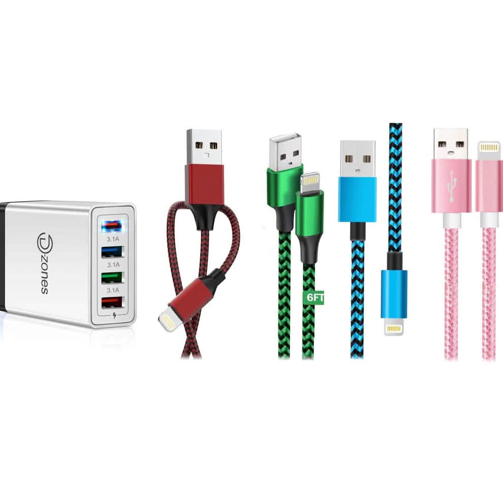 MFi-zertifiziertes iPhone-4-Port-High-Speed-Wandladegerät und 4 Lightning-Kabel