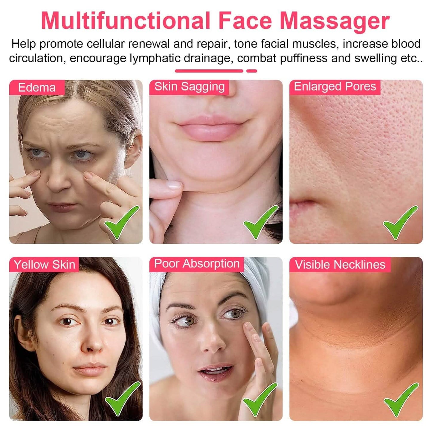 Mikrostrom-Gesichtsmassagegerät wiederaufladbarer Roller mit 5 Stufen