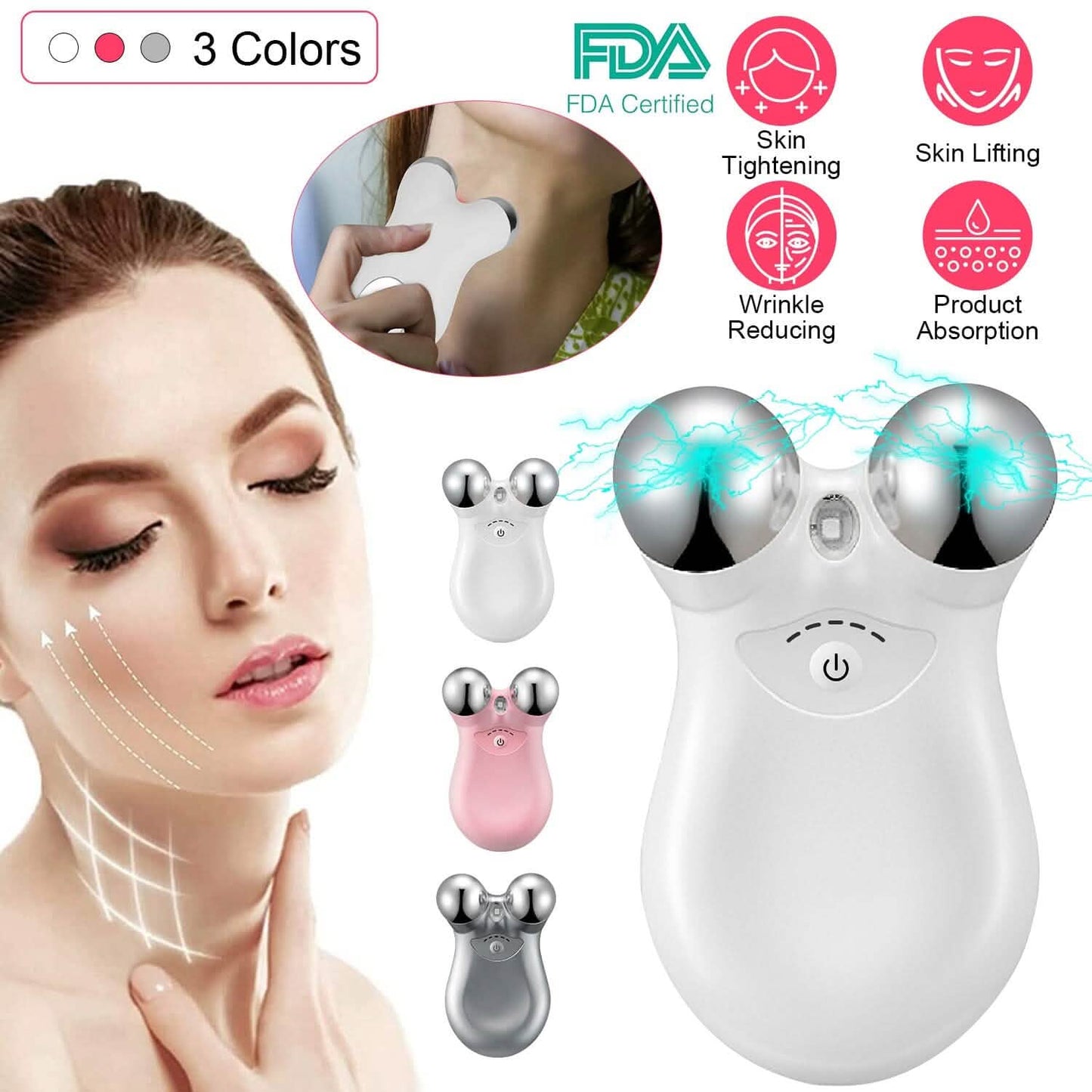 Mikrostrom-Gesichtsmassagegerät wiederaufladbarer Roller mit 5 Stufen