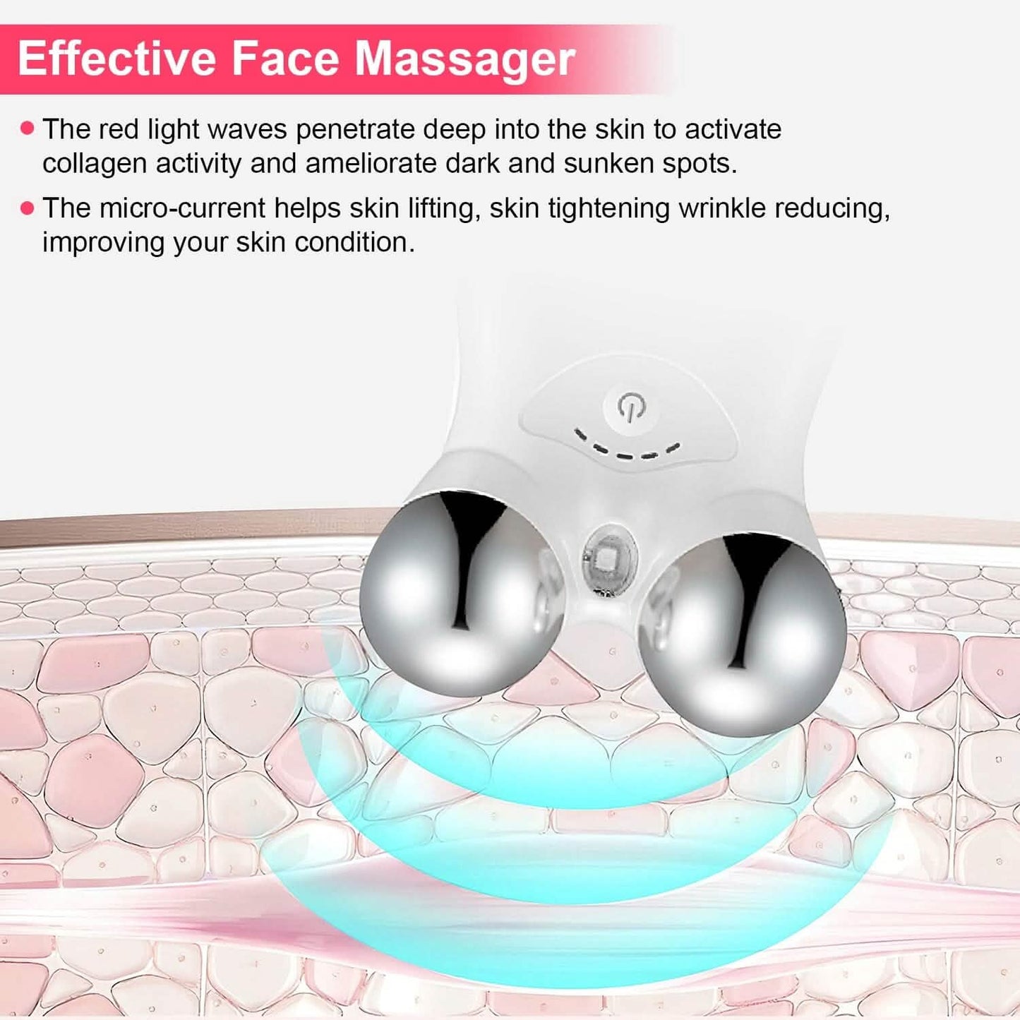 Mikrostrom-Gesichtsmassagegerät wiederaufladbarer Roller mit 5 Stufen