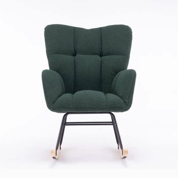 Mid-Century Modern Teddy-Stoff getufteter Polster-Schaukelstuhl