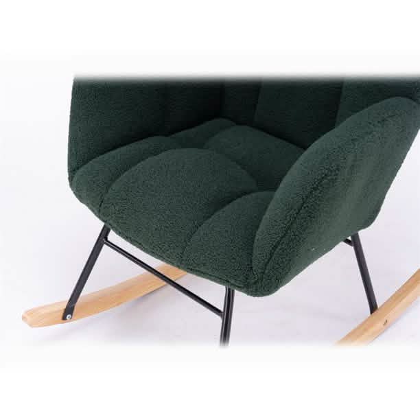 Mid-Century Modern Teddy-Stoff getufteter Polster-Schaukelstuhl