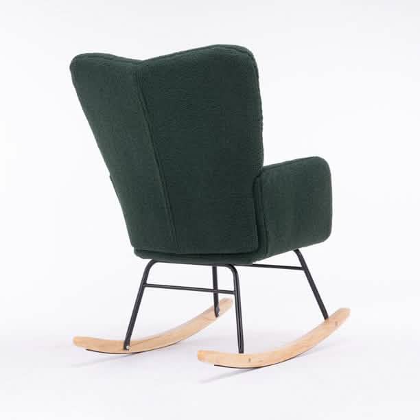Mid-Century Modern Teddy-Stoff getufteter Polster-Schaukelstuhl
