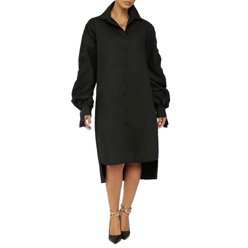Midikleid Langarm Klassisch Frühling Sommer Lässig Modern Oversized