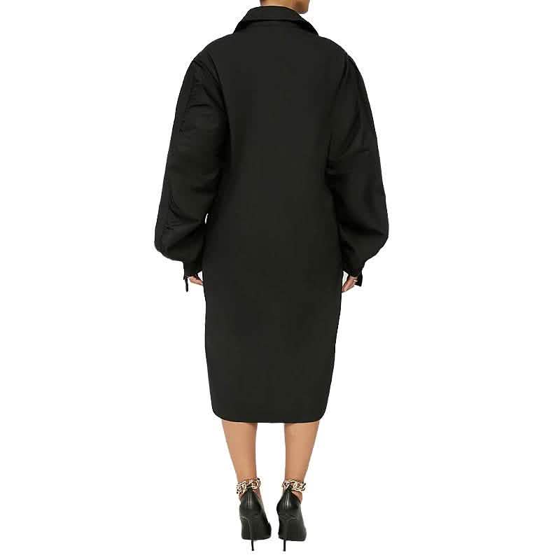 Midikleid Langarm Klassisch Frühling Sommer Lässig Modern Oversized