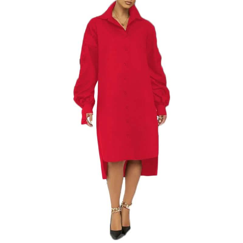 Midikleid Langarm Klassisch Frühling Sommer Lässig Modern Oversized