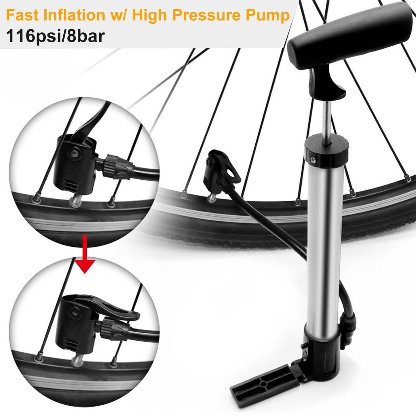 Mini-Fahrradpumpe, tragbarer Fahrradreifenfüller