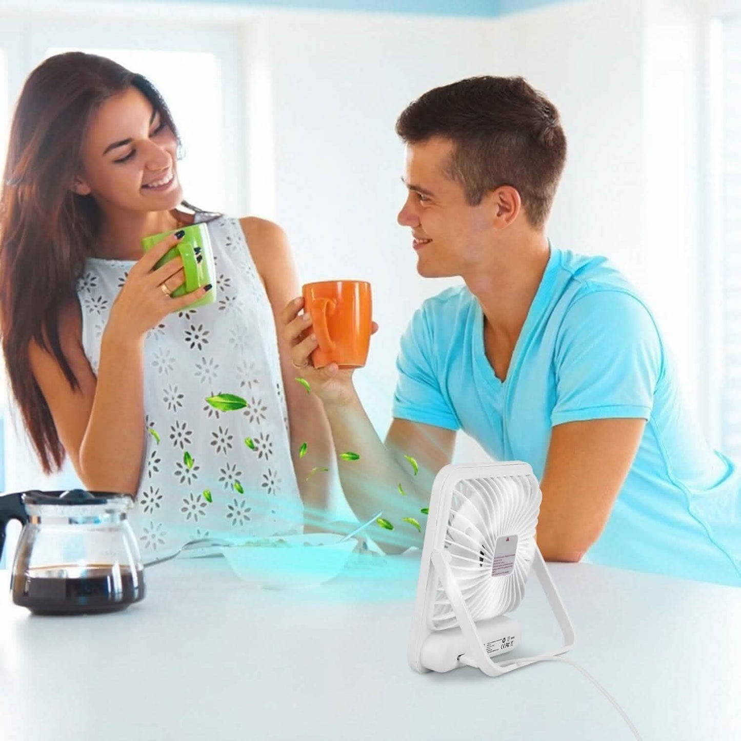 Mini Desktop-Kühlventilator, akkubetrieben mit LCD-Anzeige