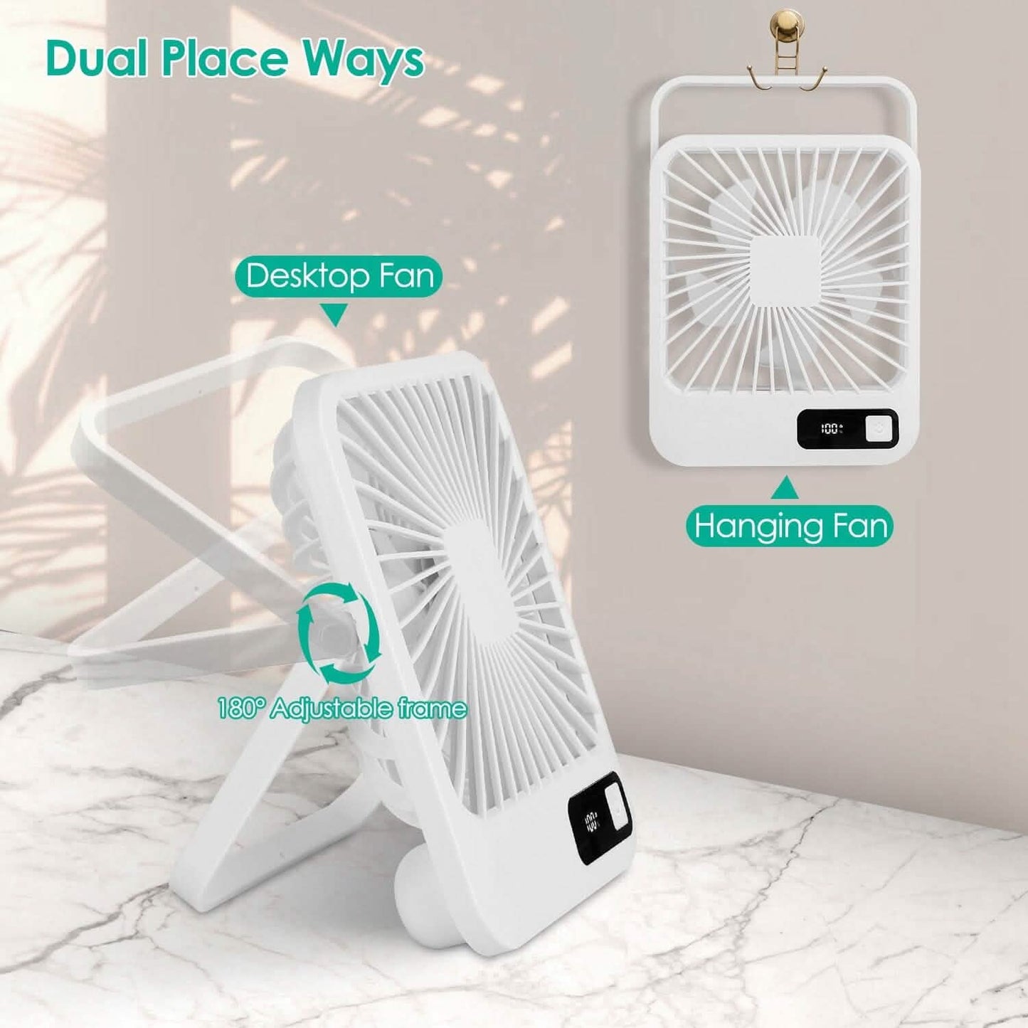 Mini Desktop-Kühlventilator, akkubetrieben mit LCD-Anzeige