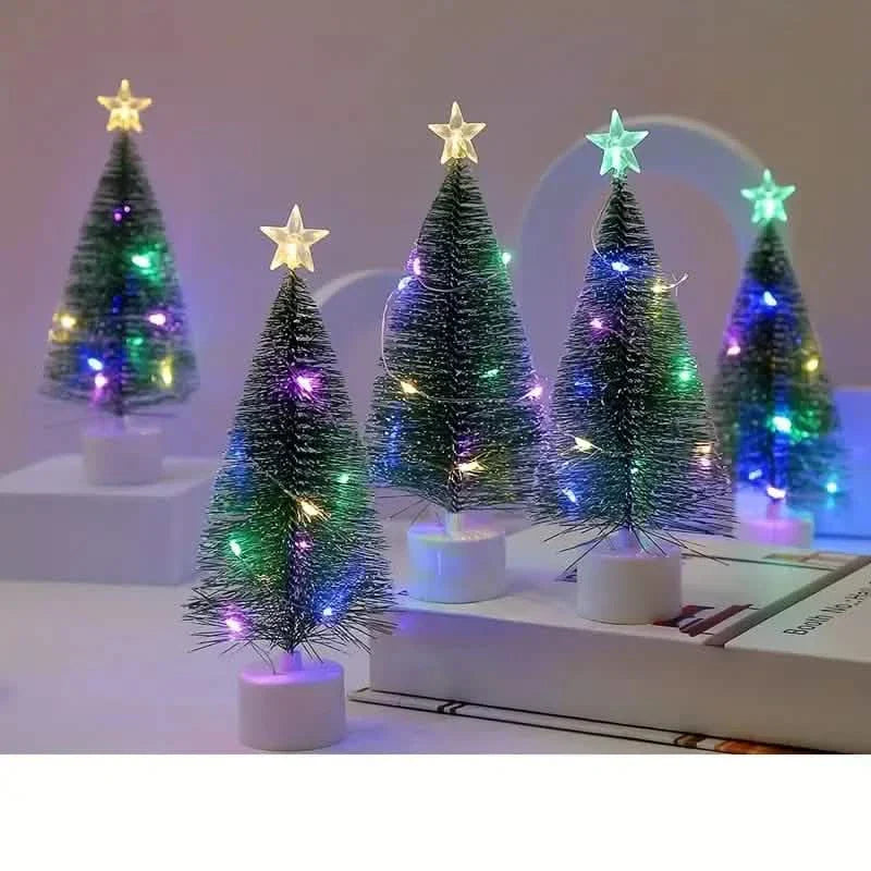 Mini beleuchteter bunter Weihnachtsbaum mit LED-Nachtlicht aus Acryl, künstlich