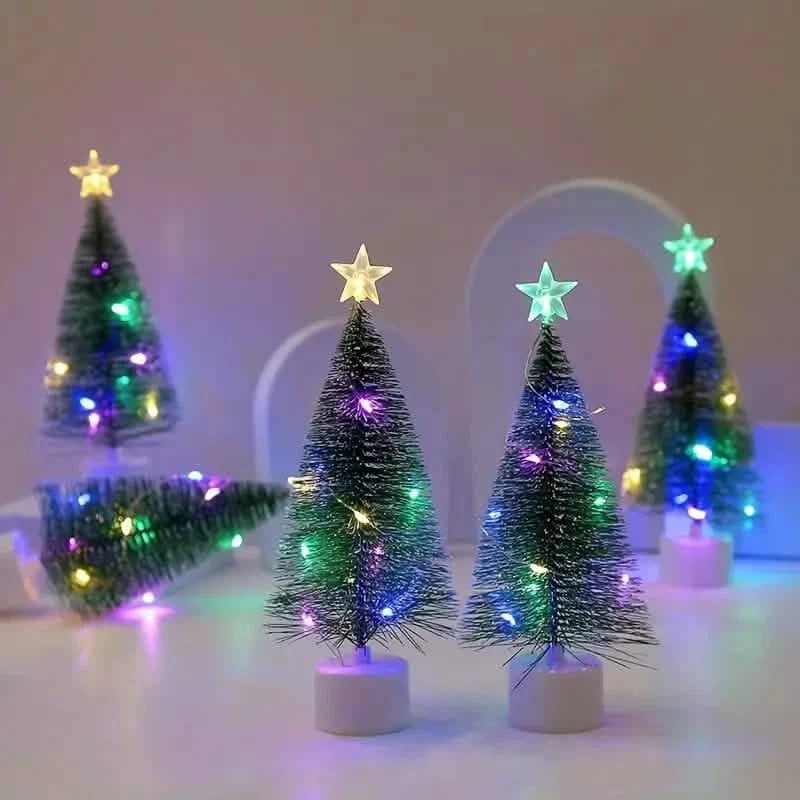 Mini beleuchteter bunter Weihnachtsbaum mit LED-Nachtlicht aus Acryl, künstlich