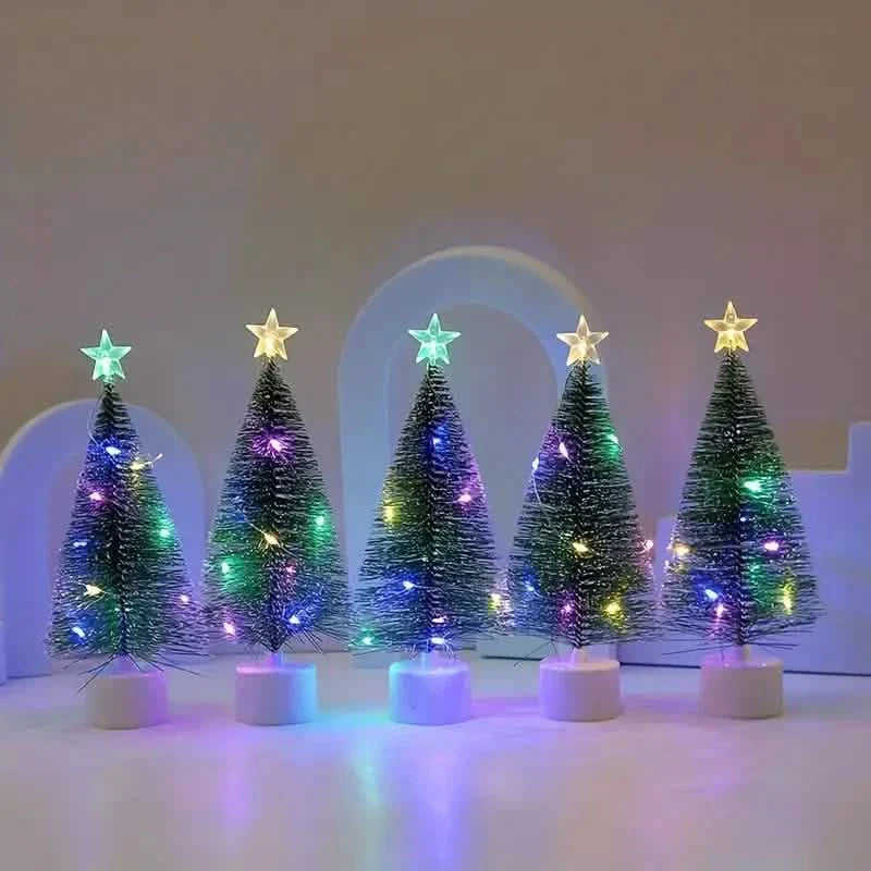 Mini beleuchteter bunter Weihnachtsbaum mit LED-Nachtlicht aus Acryl, künstlich