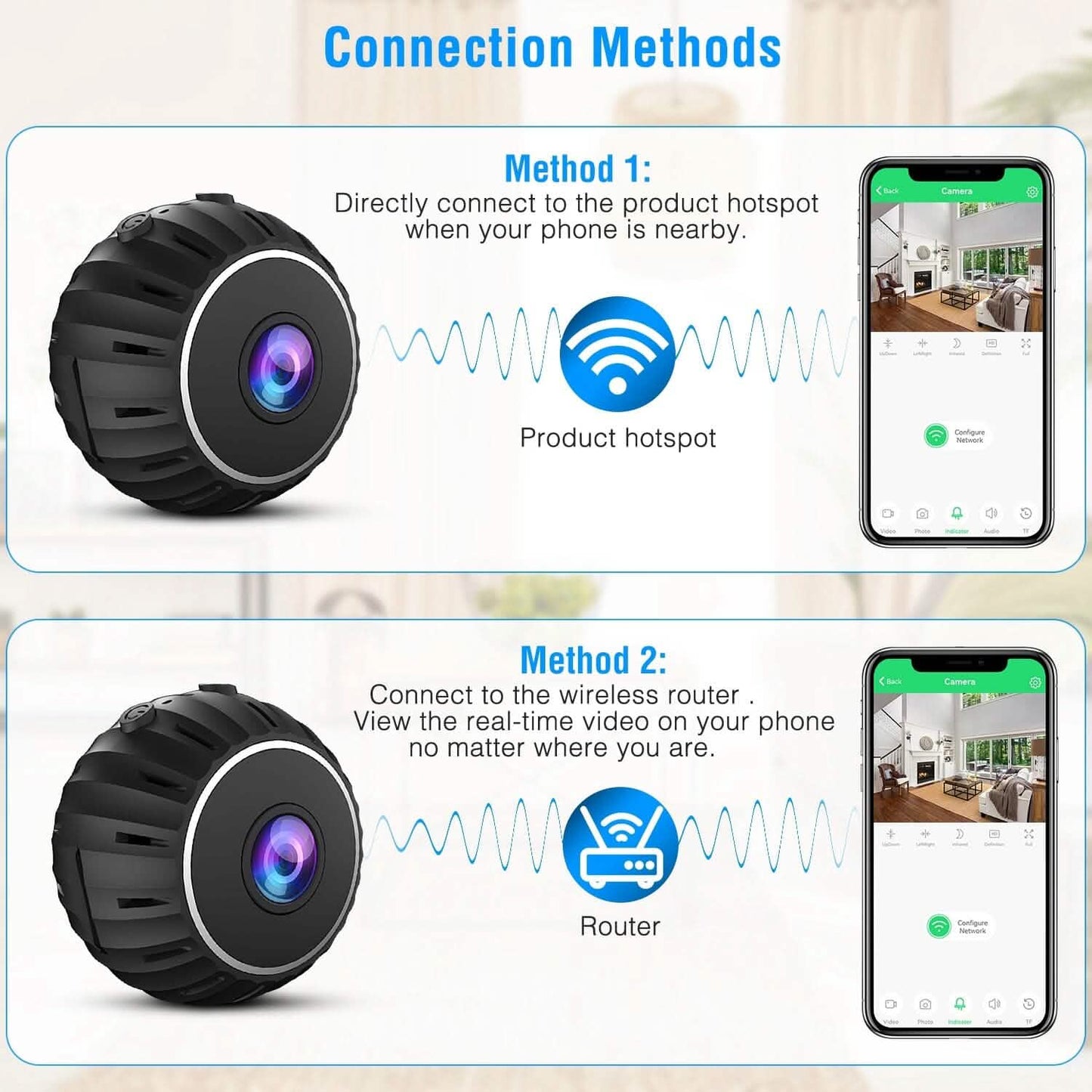Mini Wireless-Kamera WLAN IR Nachtsicht HD 1080P Heimsicherheit