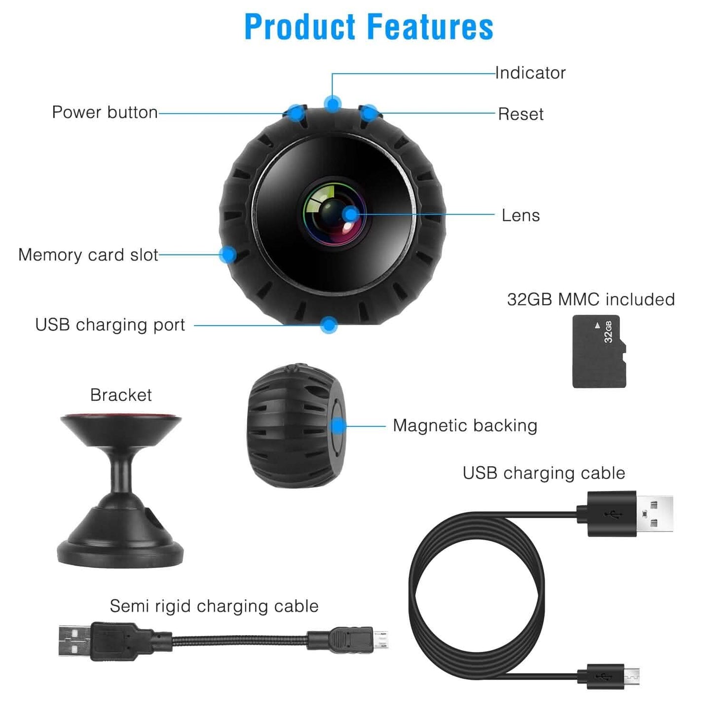 Mini Wireless-Kamera WLAN IR Nachtsicht HD 1080P Heimsicherheit
